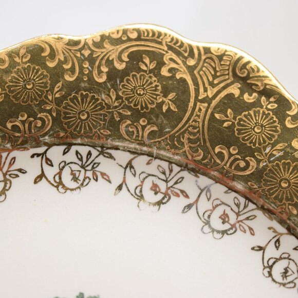 2 VTG Courting Couple Bread & Butter Dessert Plates Square 22 KT Gold Trim 6.5" - Picture 9 of 16